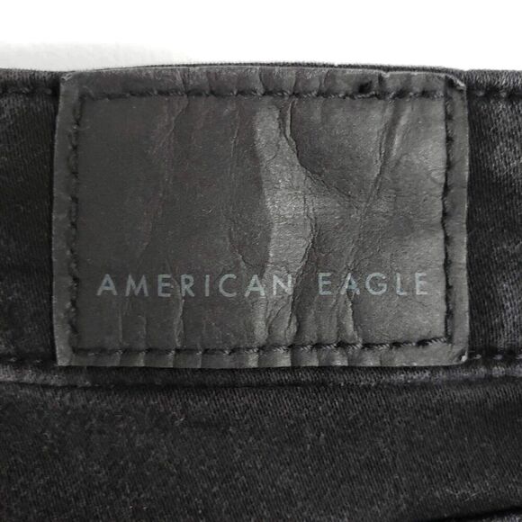 American Eagle Jeggings Women Size 6 Short 6P Black Distressed Super Hi-Rise New - Picture 6 of 15